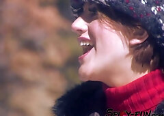 Breasty Brunette hair Is Having Outdoor Sex In The Snow