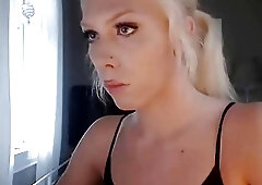 Blonde shemale shows off her fit body and hard dick