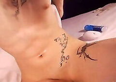 Horny Trap Riding A Dildo While Wanking Her Babecock