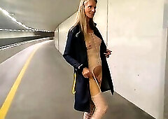 white net catsuit in public