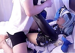 Enjoying rough lovemaking with Eula cosplayer Haru, a sexy femboy