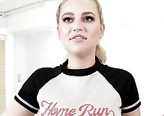 Blond beauty with green eyes, Blake Blossom has giant marvelous natural boobs to turn on Brickzilla's large knob willing to bang her vagina in ha