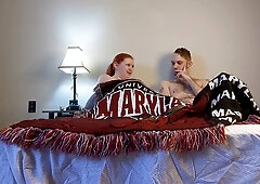 Redhead couple shares intimate bedroom moments in behind-the-scenes footage
