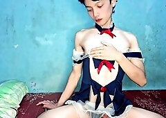 Sissy crossdresser, humiliation, masturbation cum