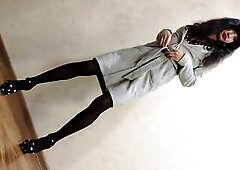 Hot Oriental Sissy Ponyboy in Super Ebony Underware Showing of and Posing like a Secretary