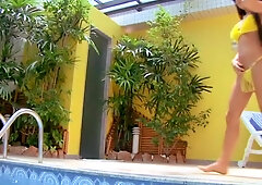 Sexy Latina gets a good fuck by the swimming pool