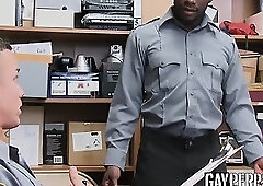 Ebony security punished by hung superior with bareback