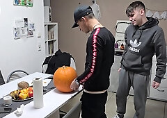 Gay Boys Have Fun: We Fuck The Halloween Pumpkin And Cum On It