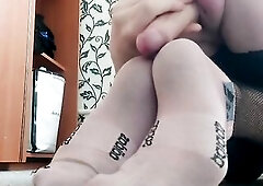 I bang my feet in socks until the semen runs