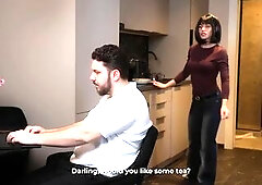 Secretary Marimoore Unfathomable-mouths a Wang and Has Coarse Sex with Her Boss During the time that His Wife Is in the Next Room