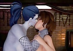 Cass and Widowmaker Screwed on a Multiverse Portal, Their Stripped Bodies Tangled and Perspired