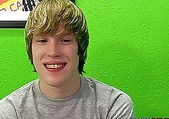 Blond twink dildos his tight ass and jerks off solo