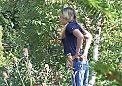 Real amateur buxom blond head exposes her naked body during pee time