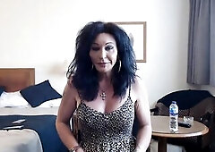 Older CD with breasts in a charming costume just talking