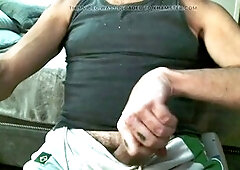 Porn addict, straight big cock, cum on shirt