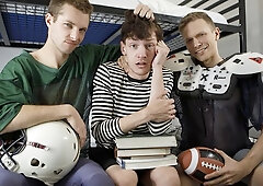 Homosexual barebacking with three twink studs