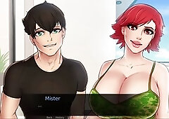 Visual novel gameplay featuring mommy queens and big boobs