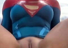 Brunette supergirl pussy fucked on beach and bedroom anal