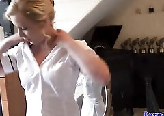 British older nurse sharing weenie in three-some after pussyrubbing in nylons