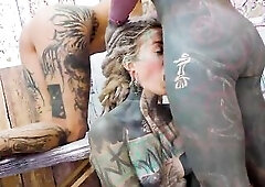 During the time that Tattooing Her This guy Pounds The one and the other Their Butts Raw & Cums on the Recent Lines