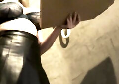 Pizza Delivery for Sexy Taut Cunt Cheating Housewife in a Miniskirt out of Pants and a Lace Brassiere to Tease and Tempt