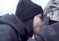 Outdoor Mommy Nearly Caught Getting Dong Hard in Winter Storm