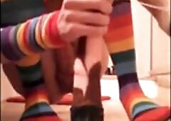 Tight FemBoy Rides Huge Dildo & Jerks His Beautiful Cock 5