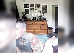 Grinding my snatch into the daybed until I cum-Butch, FTM, Muscles, Tattoos