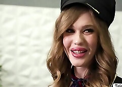 Hunk security bareback fucks shemale flight attendant