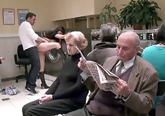 Nasty bitch Ava Dalush fucked in front of a crowd of strangers