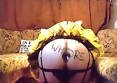 Shemale teases with her big ass and gives sloppy blowjobs