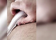 This chab wears his wife's pants to masturbate