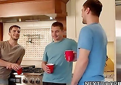 Four horny handsome studs fucking raw and blowing cocks