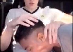 Outdoor gay blowjob action