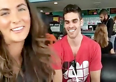 Teenie with lovely assets inhales trouser snake