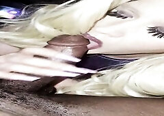 SissyxSnowxBunny sucking bulky ebony dong