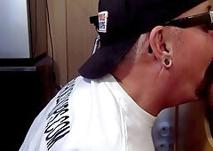 Moustache auntie cocksucking gloryhole