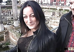 Italian woman, Mila is about to get cum on face, after riding a stiff dick