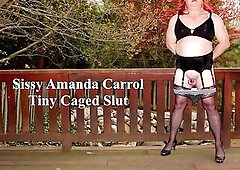 My sissy fagot panty wearing cuckold of a spouse outdoor in his underware and chastity cage. This Guy likes cum in his face like a whore and floozy cr