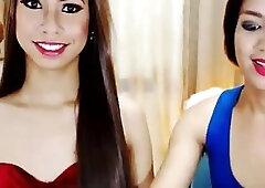 Shemale babes suck each other off and fuck balls deep