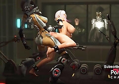 A magnificent young handcuffed towheaded gets boinked by fuck-a-thon cyborg dickgirl in the sci-fi jail