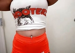 HOOTERS BIMBO with GIANT MELONS Gets BANGED on LUNCH BREAK