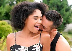 Kinky busty hottie Luna Corazon is having sex with a long white cock