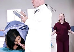 Patient Mary Jean is sucking Dr. Sins' big pecker