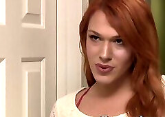 Cute redhead shemale bent over and banged by her sexy lover