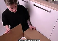 Tanked the delivery girl for getting heavy parcel - theesome with doll - tantaly doll