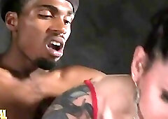 Black dude destroys a shemale ass with his meat bazooka