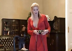 Blond sweetheart introducing sybian machine