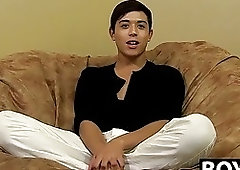 He's shy at first, but masturbating brings out his personality