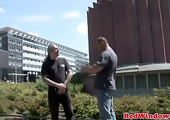 Beautiful dutch hooker gets facialized at work